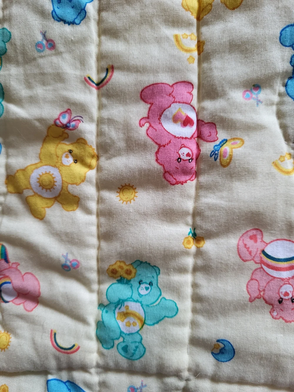 Handmade Care Bears Patchwork Baby Quilt - Yellow 33